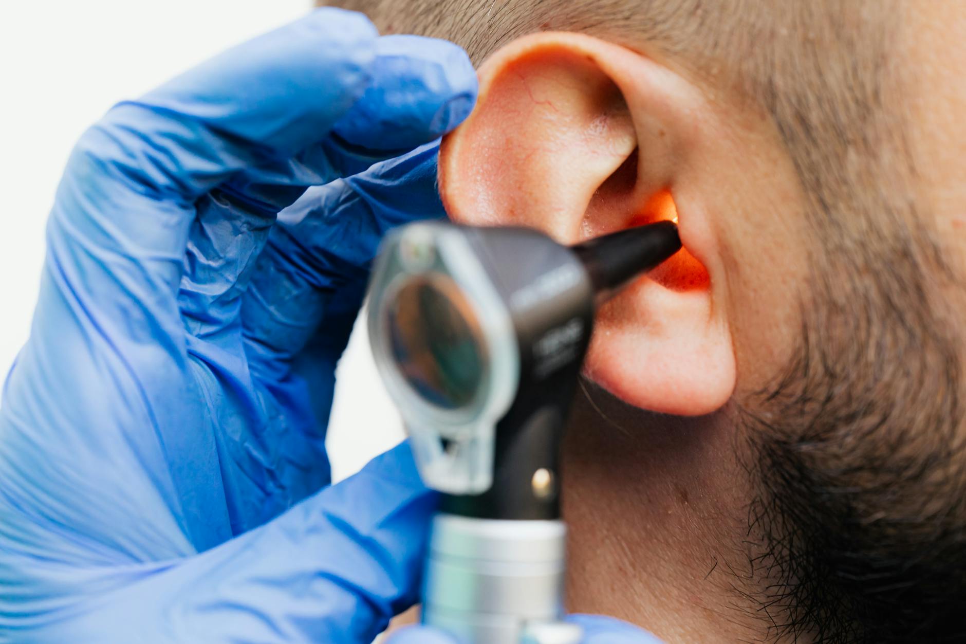a patient having ear examination